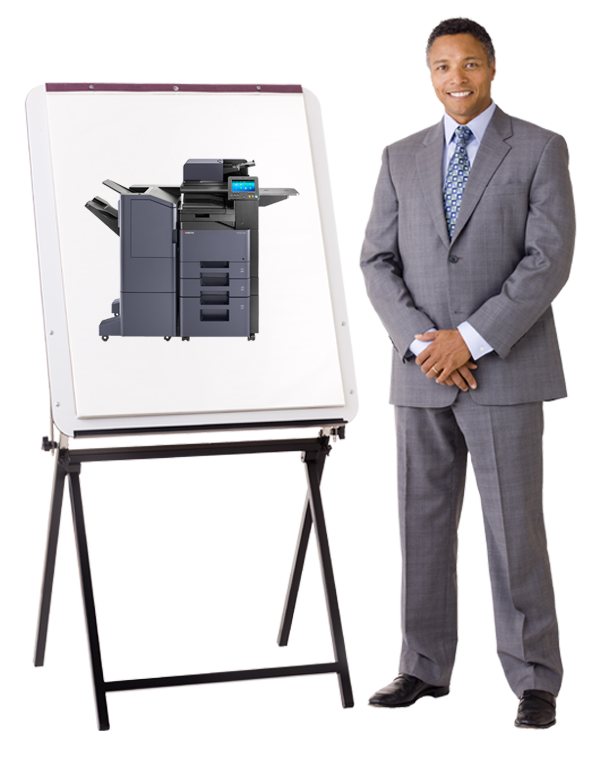 Taskalfa Working Businessman Easel Training Kyocera, Hudson Imaging Systems, Kyocera, Dealer, Reseller, Oklahoma, Texas, Canon, Copier, Printer, Wide Format